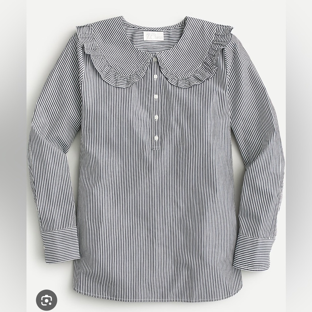 J. Crew Oversized ruffle-collar shirt in striped